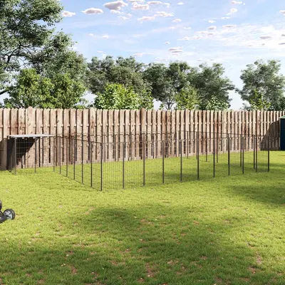 vidaXL Padoc pentru câini, negru, 25,41 m², oțel