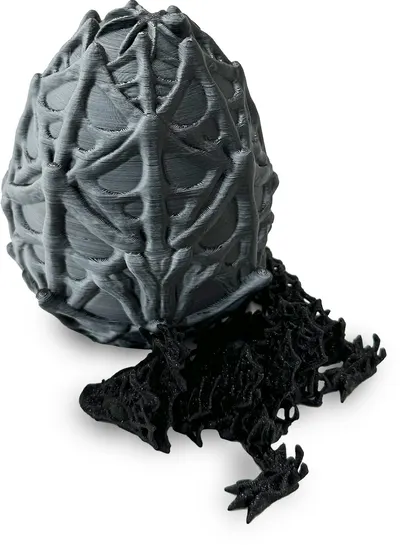 Print 3D de la 3D Morph Lab - Ou cu pui de dragon , webbed, alb-negru