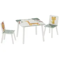 AIYAPLAY Set de Masă și Scaune pentru Copii, 3 Piese, Masă cu 2 Scaune pentru Dormitor, Grădiniță, Sală de Jocuri, Verde | Aosom Romania