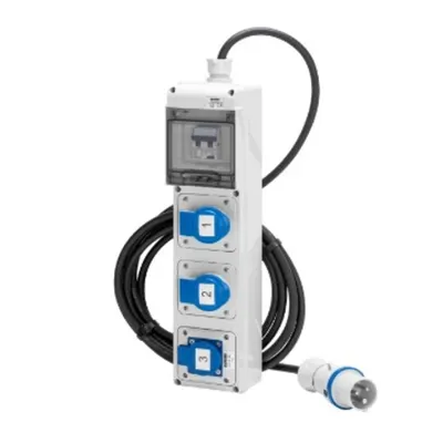 Q-din 5 Asd - Mobile-Portable - Wired - With Cable and Plug - 3 2p+e 16a Iec309 + 1 Presa Standard Tedesco 16a - Ip44