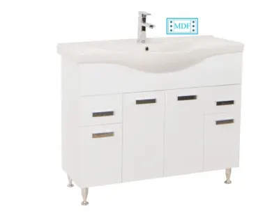 Set Baza front MDF si Lavoar seria 169, cu sertare, 100 cm, alb