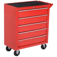 Homcom Carucior Scule pentru Atelier 5 Sertare Rezistent din Otel cu Blocare si Roti Culoarea Ros 69x33x75cm