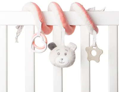 Jucarie spirală pentru bebeluși Tedsy - Ursuleț, 12 х 23 cm, roz