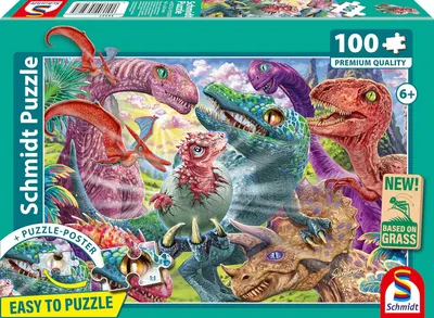 Puzzle pentru copii Schmidt din 100 piese - Mici dinozauri, mari aventuri