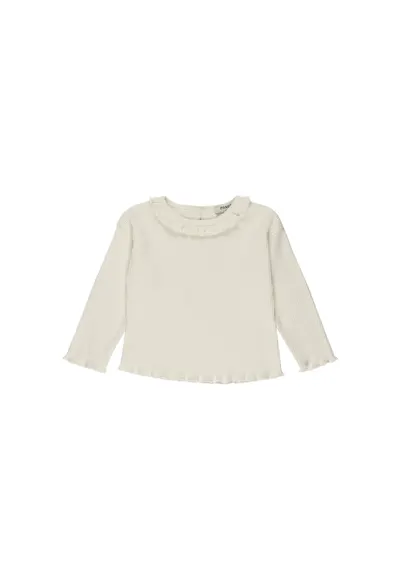 Bluza subtire cu maneca lunga si guler volan - Little Heart - Ecru - pentru fetite - Ecru