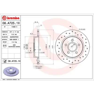 Disc frana BREMBO 08.A725.1X