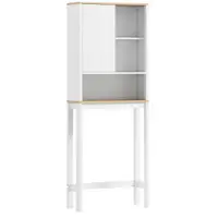 HOMCOM Mobilier de depozitare deasupra toaletei cu ușă canelată, compartimente, poliță reglabilă, 65x25x170cm, alb | Aosom Romania