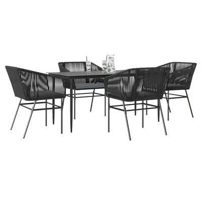 Gossi set de sufragerie de gradina 5 piese neagra sticla poly rattan