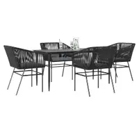 Gossi set de sufragerie de gradina 5 piese neagra sticla poly rattan