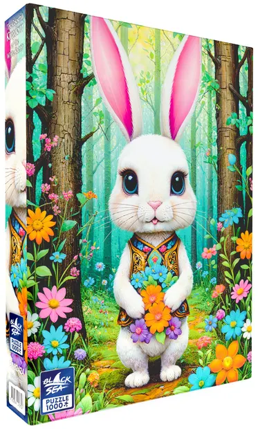 Puzzle Black Sea din 1000 piese - Regatul colorat al iepurelui alb