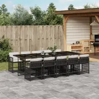 Gossi set mobilier de exterior cu perne, 11 piese, negru, poliratan