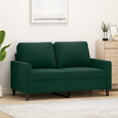 vidaXL Canapea cu 2 locuri, verde închis, 120 cm, catifea