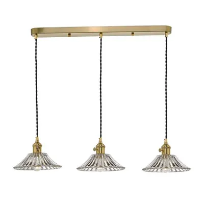 Lampa suspendata Hadano 3 Light Brass Suspension With Flared Glass Shades