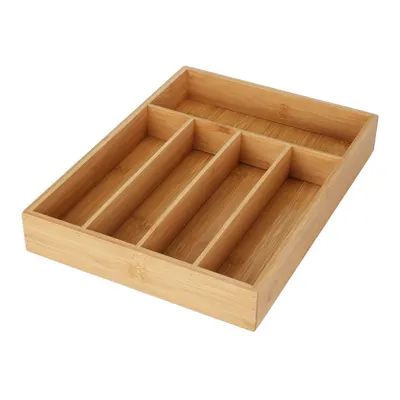 Organizator tacâmuri pentru sertar Excellent Houseware, bambus natural, 5 compartimente, 35×26×5 cm