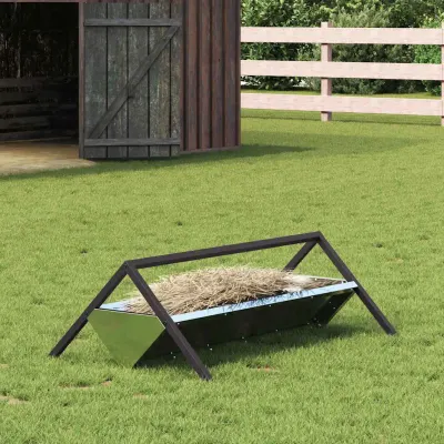 vidaXL Jgheab pentru hrănirea animalelor Argintiu 111 x 76 x 38 cm