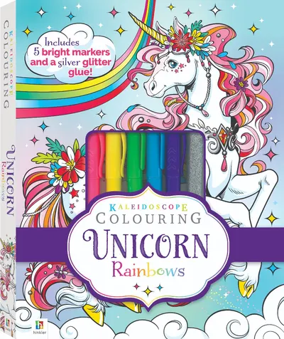 Kaleidoscope Colouring. Unicorn Rainbows