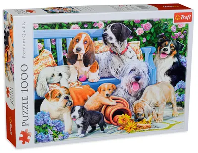 Puzzle Trefl din 1000 de piese - Catei in gradina, Daniela Pirola