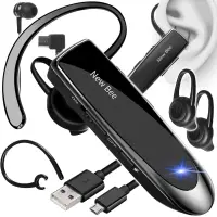 Casca Bluetooth Wireless New Bee, Bluetooth 5.0, Functie dubla de reducere a sunetului din exterior, Autonomie 24 ore, Conectare la doua dispozitive