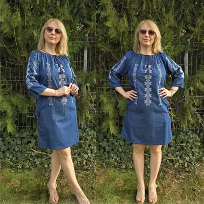 Rochie din Denim cu broderie Zina 2