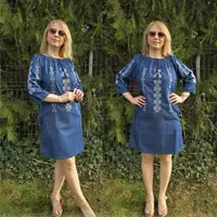 Rochie din Denim cu broderie Zina 2