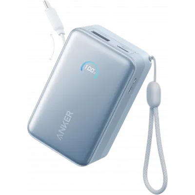 Baterie Externa Anker Nano, 10000mAh, 45W, QC + PD, 1 x USB-A - 2 x USB-C, Albastra