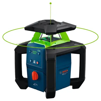 Nivelator laser rotativ Bosch - GRL18V-4-34CVG, 400 m, rază verde, cu accesorii