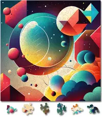 Puzzle din lemn - Abstract - Retro Bubbles
