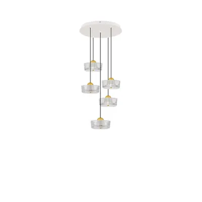 Lampa suspendata KEROS Platinum Auriu Aluminiu & Structured Acrylic Nisipiu Alb Baza LED 23 Wat 220-240Volt 1554Lm 3000K IP20