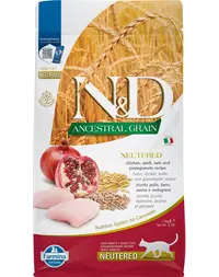 FARMINA N&D Hrana pentru pisici adulte castrate si sterilizate, cu cereale, pui si rodie - 1,5 kg