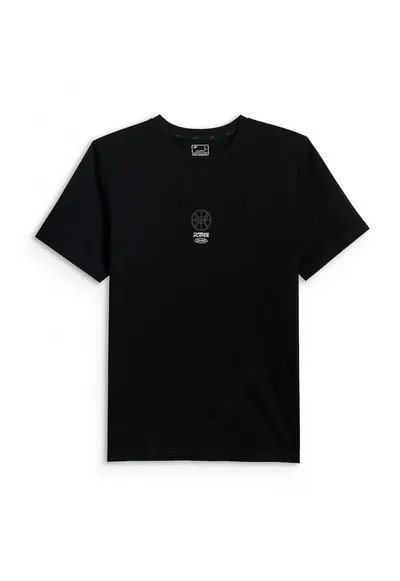 Tricou barbati relaxed - imprimeu - negru - bumbac - Negru