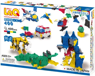 Constructor pentru copii 14 în 1 LaQ – Basic 400, First Set, 400 piese.