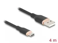 Cablu USB-A 2.0 la USB type C T-T 4m silicon Negru, Delock 81228
