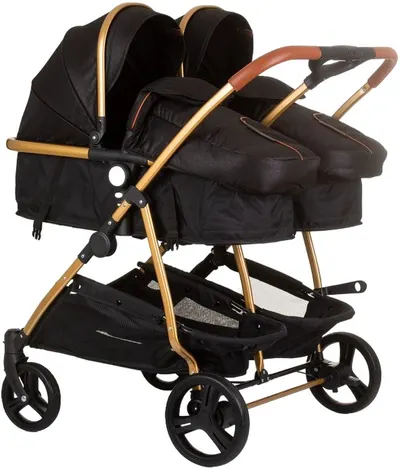 Cărucior pentru gemeni Chipolino - Duo Smart, obsidian/auriu
