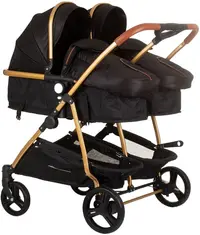 Cărucior pentru gemeni Chipolino - Duo Smart, obsidian/auriu