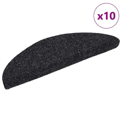 vidaXL Covorașe autoadezive pentru scări, 10 buc., 56x17x3 cm, negre, semirotunde