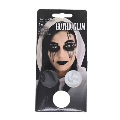 Set de machiaj, Gothic Glam, 3 culori, 2 tatuaje, 1 pensulă – pentru Halloween, carnaval și costume tematice, Amscan
