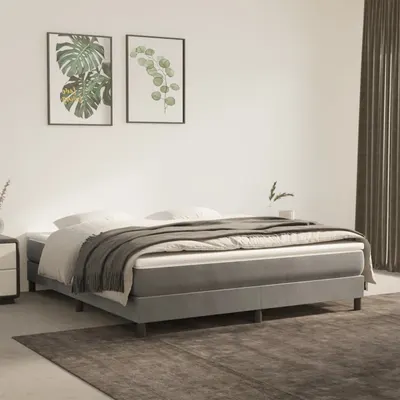 vidaXL Cadru de pat cu arcuri, gri deschis, 180x200 cm, catifea