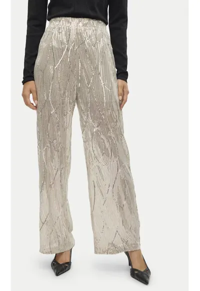 Pantaloni dama - 304520280 - Poliester - Bej - Bej