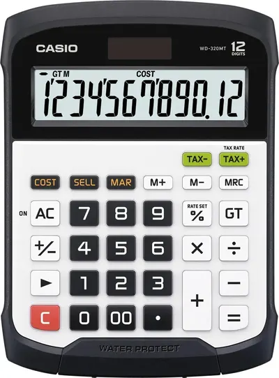 Calculator Casio - WD-320MT, 12-cifre, Water-Protected, alb