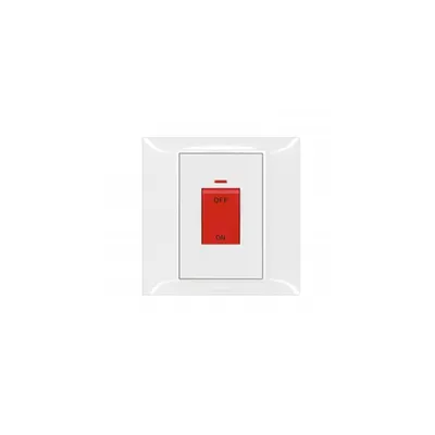 doi poli switch Belanko S - 45A 250V~ 1 module - Intrerupator switch + rosu neon indicator - alb