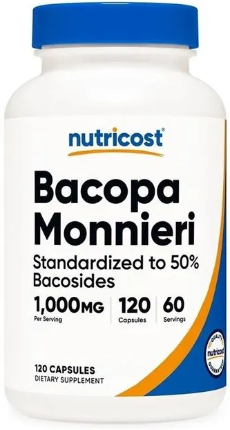 Bacopa Monnieri, 1000 mg, 120 capsule, Nutricost