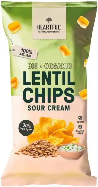 Chipsuri de linte bio cu smântână, 75 g, Heartful