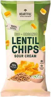 Chipsuri de linte bio cu smântână, 75 g, Heartful