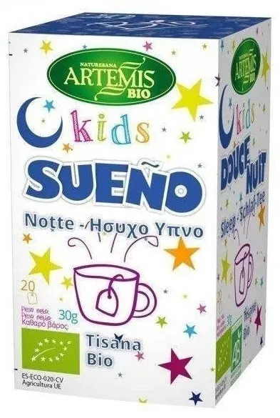 Ceai bio din plante Sueño Kids pentru somn liniștit, 20 plicuri filtrante, Artemis Bio