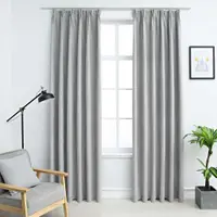 vidaXL Draperii opace cu cârlige, 2 buc., gri, 140 x 225 cm