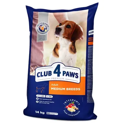 Hrana uscata premium caini, Club 4 Paws Adult Mediu, Pui, 14 kg