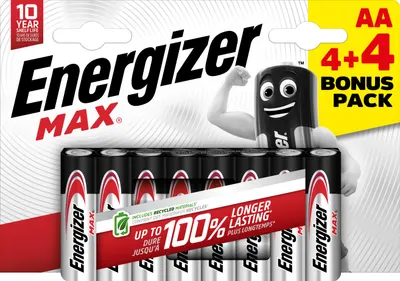 Baterii alcaline Energizer – MAX, AA, 1.5V, 8 buc.
