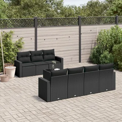 Gossi set mobilier de gradina cu perne, 8 piese, negru, poliratan