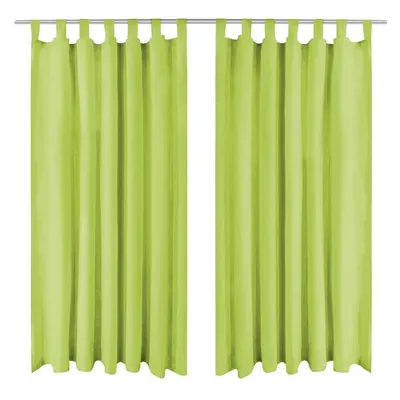 vidaXL Draperii micro-satin cu bride, 2 buc, verde, 140 x 225 cm