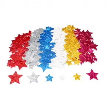 Set de 200 de steluțe stălucitoare autoadezive din spumă EVA - între 1,5 - 4 cm